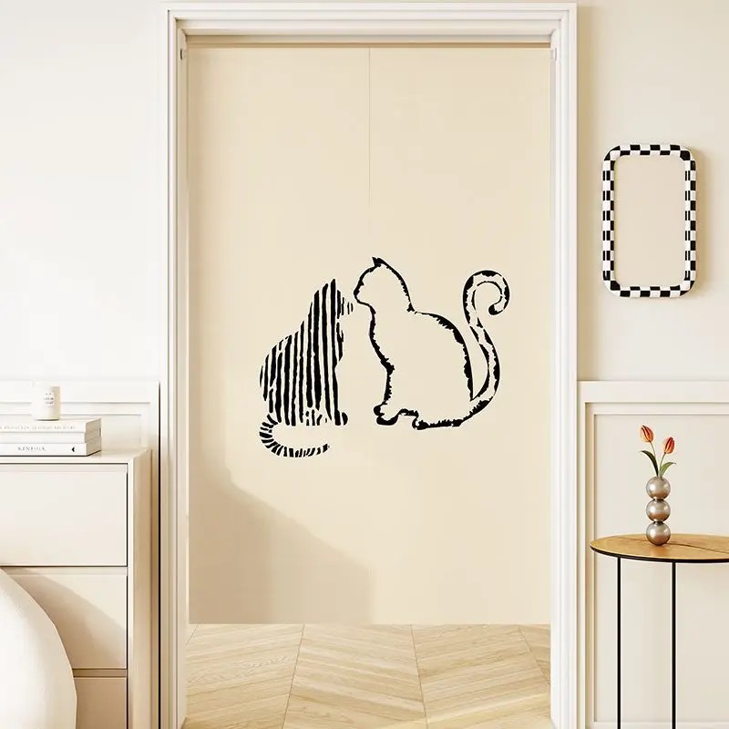 Commercial Printing Rates - VIKAMA Minimalistischer Katzen-Noren-Türvorhang mit Stangenhülse für